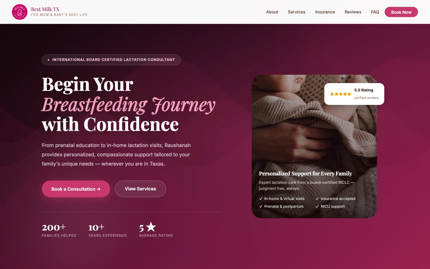 Best Milk TX — Lactation Consulting Landing Page - result